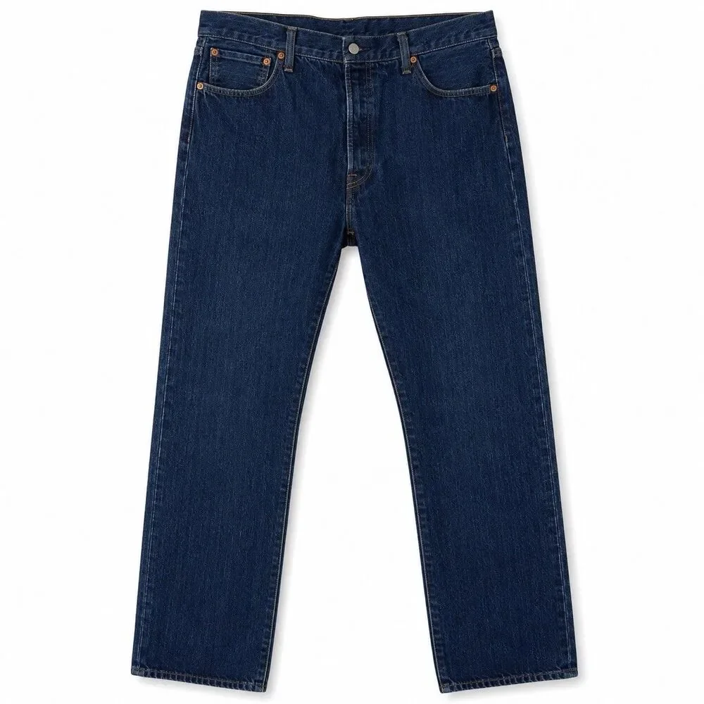 Levi’s 501 Jeans Mens 36x32 Button Fly Denim Blue Dark Wash Straight Leg Western
